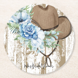 Dessous-de-verre Rond En Papier fête de mariage de cowgirl
