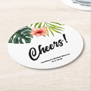 Dessous-de-verre Rond En Papier Fête de Mariée Été Tropical