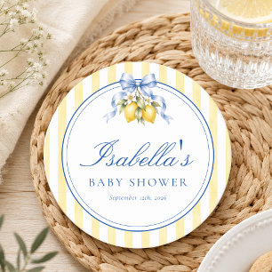 Dessous-de-verre Rond En Papier Fête de Naissance Genre Neutre Citron Côte Amalfit
