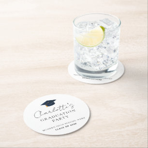 Dessous-de-verre Rond En Papier Fête de remise des diplômes personnalisée Nom & Pr