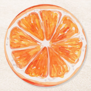 Dessous-de-verre Rond En Papier Fête des mariées à thème Citrus en tranche orange