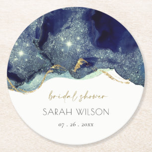 Dessous-de-verre Rond En Papier Fête des mariées de Parties scintillant de la ma