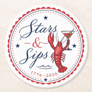 Dessous-de-verre Rond En Papier Fête du 4 juillet Stars & Sips America 250