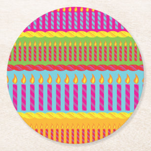 Dessous-de-verre Rond En Papier Fête du gâteau d'anniversaire