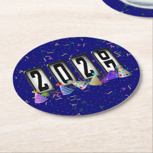 Dessous-de-verre Rond En Papier Fête du Nouvel An 2027 sur l'odomètre