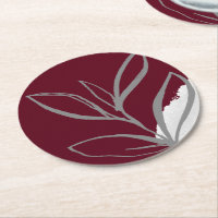 Feuilles minimalistes aquarelles en bordeaux