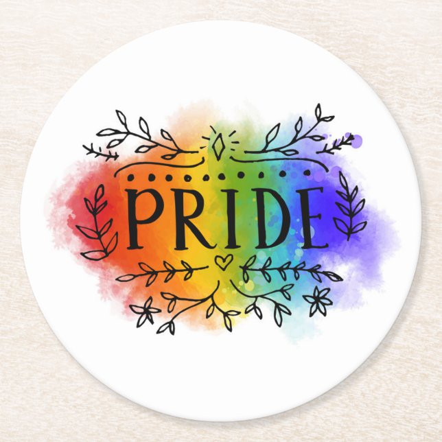 Dessous-de-verre Rond En Papier Fierté en aquarelle (Devant)