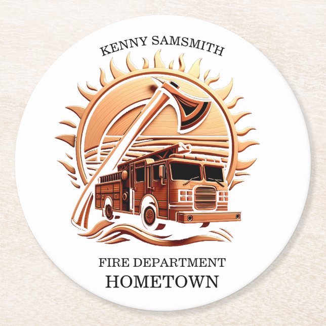 Dessous-de-verre Rond En Papier Fiery Valor Intricablement Héroïque Conception De  (Devant)