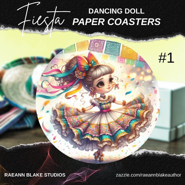Dessous-de-verre Rond En Papier Fiesta Dancing Doll (#1) Paper Coaster Sets (Créateur téléchargé)