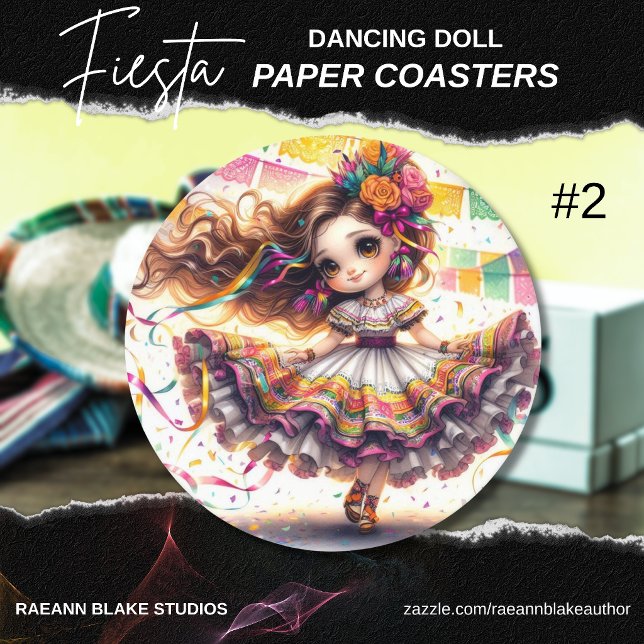 Dessous-de-verre Rond En Papier Fiesta Dancing Doll (#2) Paper Coaster Sets (Créateur téléchargé)