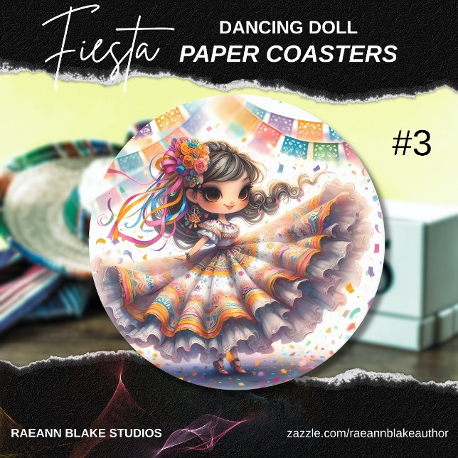 Dessous-de-verre Rond En Papier Fiesta Dancing Doll (#3) Paper Coaster Sets (Créateur téléchargé)