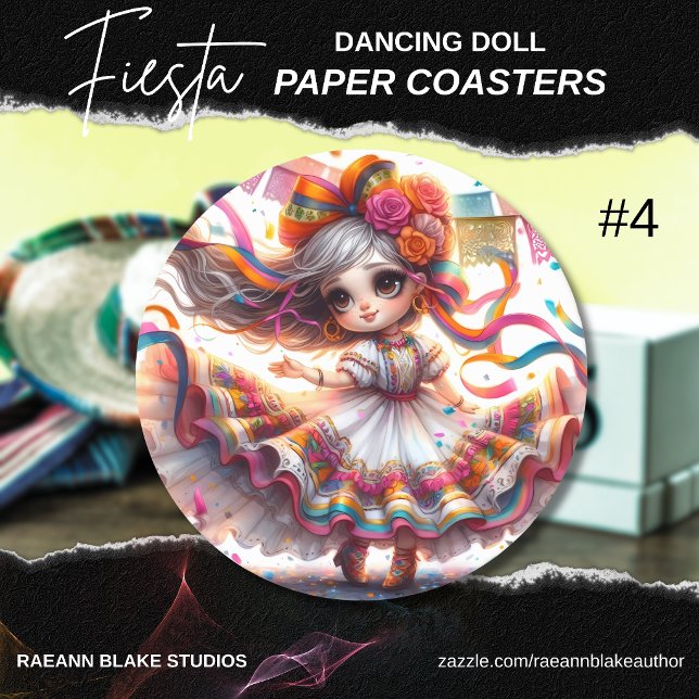 Dessous-de-verre Rond En Papier Fiesta Dancing Doll (#4) Paper Coaster Sets (Créateur téléchargé)