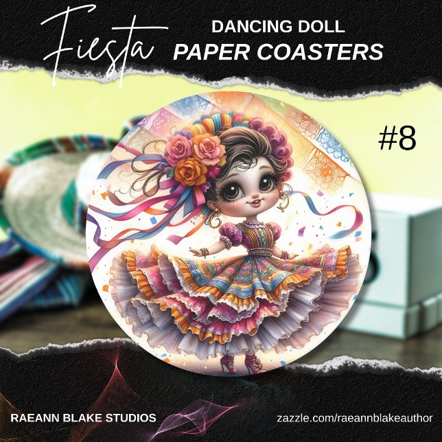Dessous-de-verre Rond En Papier Fiesta Dancing Doll (#8) Paper Coaster Sets (Créateur téléchargé)