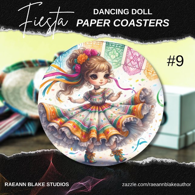 Dessous-de-verre Rond En Papier Fiesta Dancing Doll (#9) Paper Coaster Sets (Créateur téléchargé)