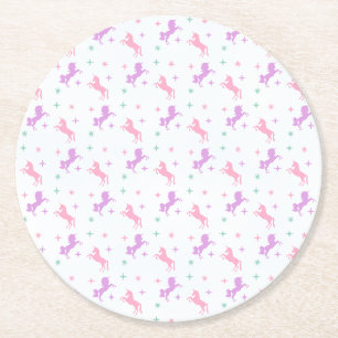 Dessous-de-verre Rond En Papier Filles d'anniversaire Licorne Magique