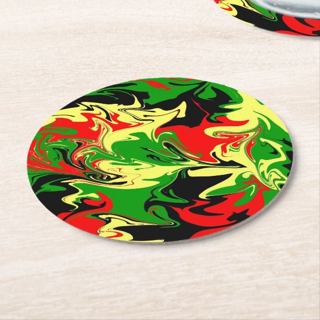 Dessous-de-verre Rond En Papier Fissures afrocentriques (Incliné)