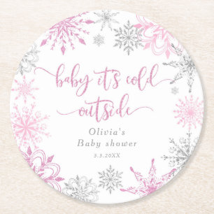 Dessous-de-verre Rond En Papier Flambeaux d'argent rose bébé son froid dehors