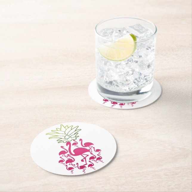 Dessous-de-verre Rond En Papier Flamingo Stone Coaster| Coaster en pierre de l'ama (En situation)