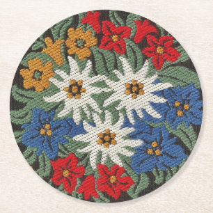 Dessous-de-verre Rond En Papier Fleur alpine suisse Edelweiss
