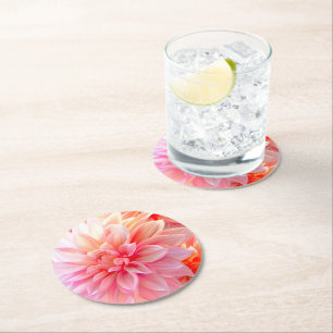 Dessous-de-verre Rond En Papier Fleur de dahlia brune de Pêche