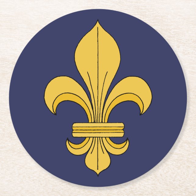 Dessous-de-verre Rond En Papier Fleur de lis (Devant)