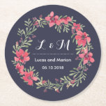 Dessous-de-verre Rond En Papier Fleur de printemps rustique Fleur Wreath Monogramm<br><div class="desc">dessous de verre à couronne florale vintage et rustique pour votre réception de mariage, dîner fiançailles, douche nuptiale ou toute célébration spéciale. Décoré avec un aquarelle de dessins de fleurs et de feuilles. Célébrez les belles couleurs de la saison printanière. Customisez le libellé de n'importe quoi. Vous pouvez également customiser...</div>