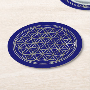 Dessous-de-verre Rond En Papier Fleur de vie / Blume des Lebens - ARGENT