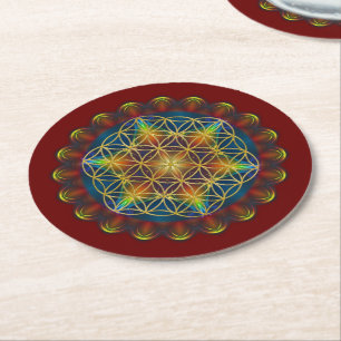 Dessous-de-verre Rond En Papier Fleur de vie / Blume des Lebens - Mandala III