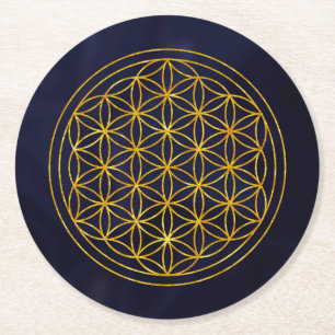 Dessous-de-verre Rond En Papier fleur de vie, géométrique sacrée, zen, chakra,