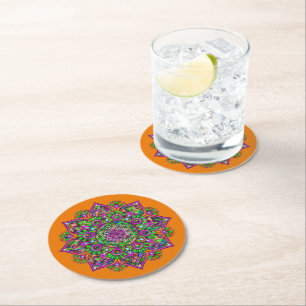 Dessous-de-verre Rond En Papier Fleur De Vie - Indien Mandala 1