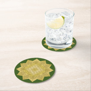 Dessous-de-verre Rond En Papier Fleur de Vie - Mandala indien 4