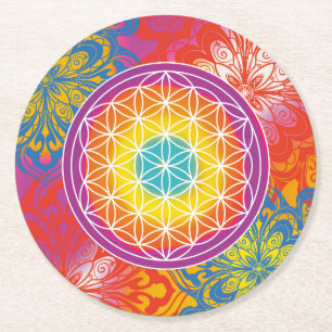 Dessous-de-verre Rond En Papier Fleur de vie mandala zen
