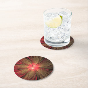 Dessous-de-verre Rond En Papier Fleur fractale de fansy rouge