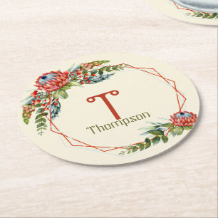 Dessous-de-verre Rond En Papier Fleur Orange Succulente