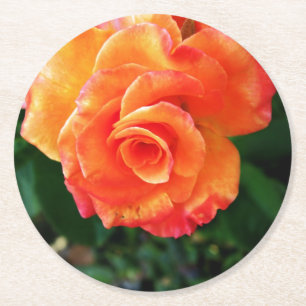 Dessous-de-verre Rond En Papier Fleur rose orange