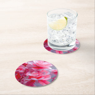 Dessous-de-verre Rond En Papier Fleur rose pâle Raindrop
