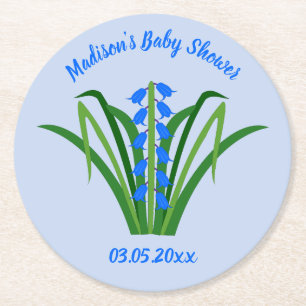 Dessous-de-verre Rond En Papier Fleurs Bleuet Bébé Garçon Printemps Baby Shower