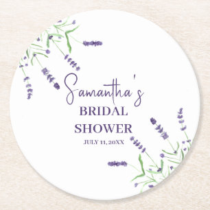 Dessous-de-verre Rond En Papier Fleurs de lavande Aquarelle violette Baby Shower d