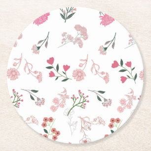 Dessous-de-verre Rond En Papier Fleurs délicates assorties en Motif