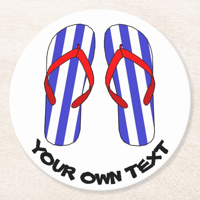 Dessous-de-verre Rond En Papier Flip Flops Plage Sandales Texte Personnalisé (Devant)