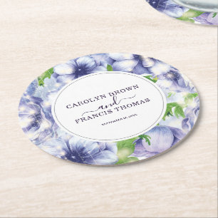 Dessous-de-verre Rond En Papier Floral Anemone Mariage Luxe personnalisé