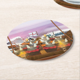 Dessous-de-verre Rond En Papier Flotte d'invasion Viking