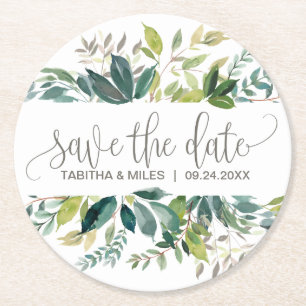 Dessous-de-verre Rond En Papier Foliage Mariage Enregistrer la date Faire-part