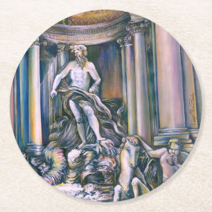 Dessous-de-verre Rond En Papier Fontana Di Trevi, Roma, Italie