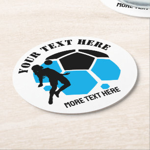 Dessous-de-verre Rond En Papier Football sur mesure Fille de football enfant fête 