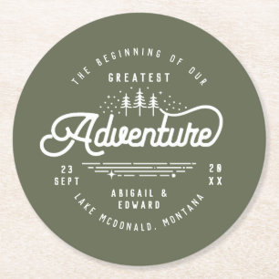 Dessous-de-verre Rond En Papier Forêts rustiques vintages sauvez l'annonce de la d