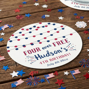Dessous-de-verre Rond En Papier Four Ever Free ! Fête du 4 juillet Anniversaire de