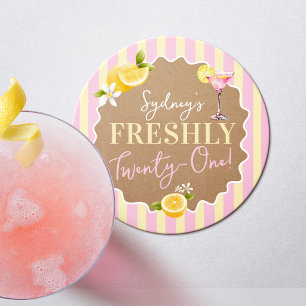 Dessous-de-verre Rond En Papier Fraisement Twenty-One Citrons Fête d'anniversaire 