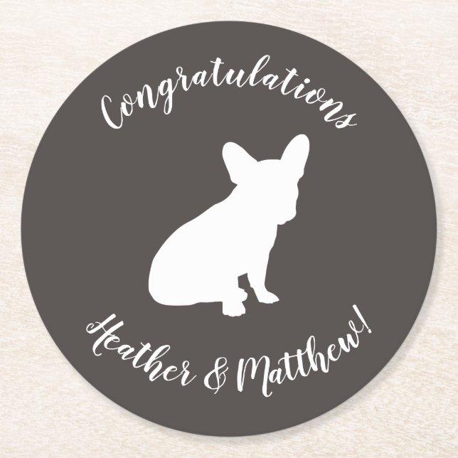 Dessous-de-verre Rond En Papier French Bulldog Theme Party - Baby shower neutre (Devant)