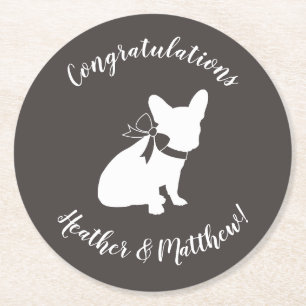 Dessous-de-verre Rond En Papier French Bulldog Theme Party - Baby shower neutre
